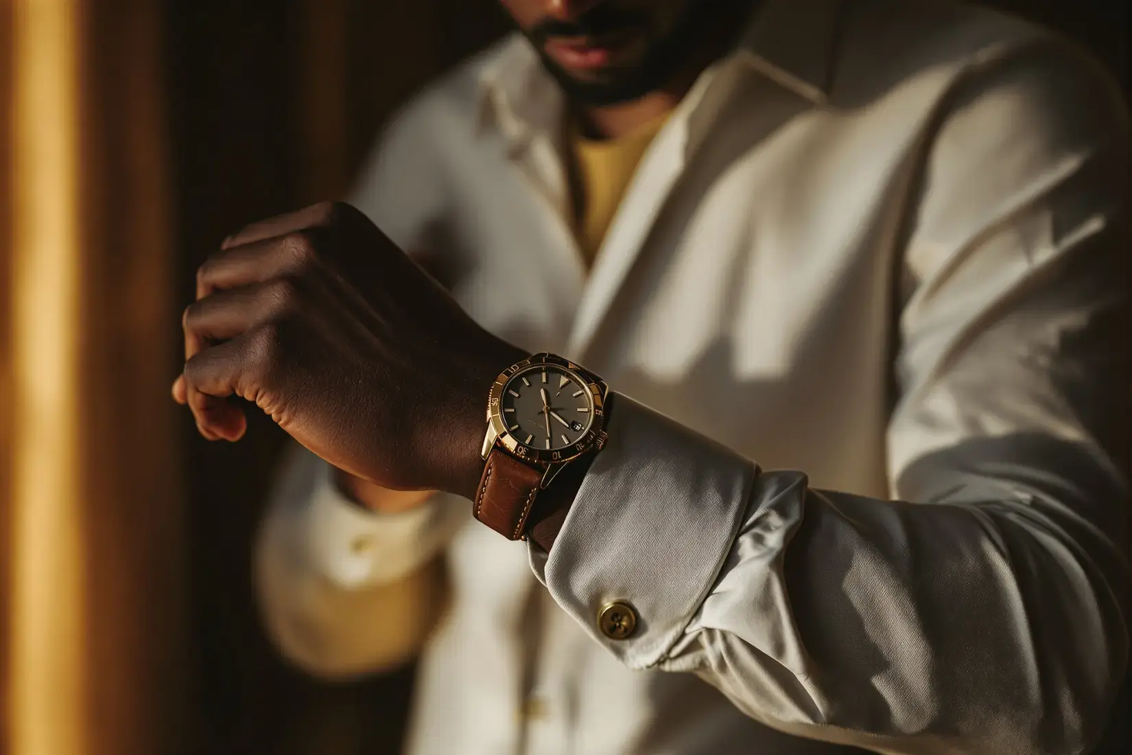 Stylish man wearing a gold watch — Watch Kenya online store